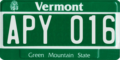 VT license plate APY016