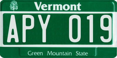 VT license plate APY019
