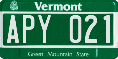 VT license plate APY021