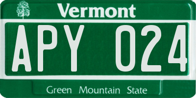 VT license plate APY024