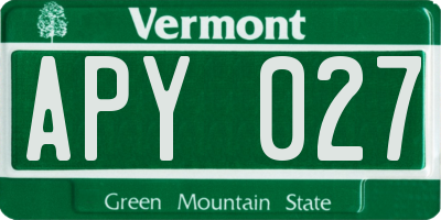 VT license plate APY027