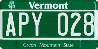 VT license plate APY028