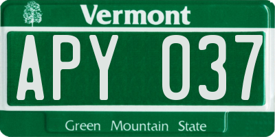 VT license plate APY037