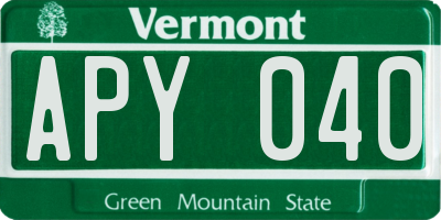 VT license plate APY040
