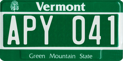 VT license plate APY041