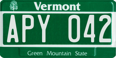 VT license plate APY042
