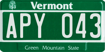VT license plate APY043