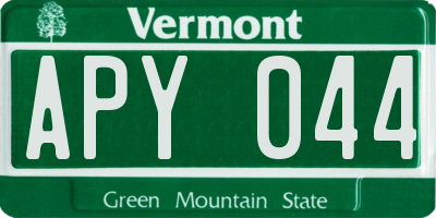 VT license plate APY044