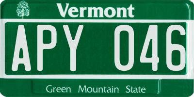 VT license plate APY046