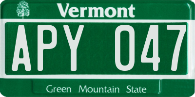 VT license plate APY047