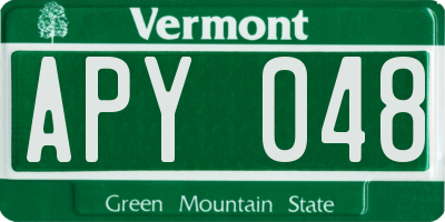 VT license plate APY048