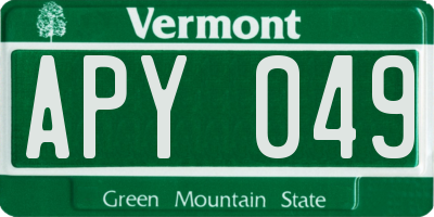 VT license plate APY049