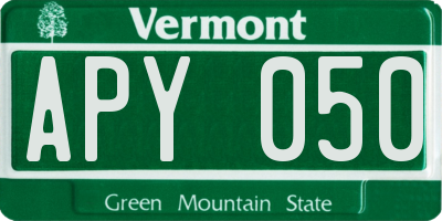 VT license plate APY050