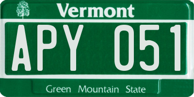 VT license plate APY051