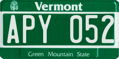 VT license plate APY052