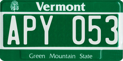 VT license plate APY053