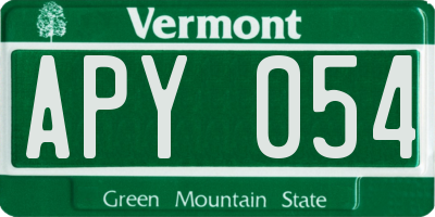 VT license plate APY054
