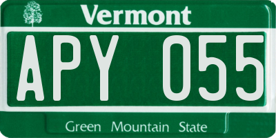 VT license plate APY055