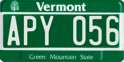 VT license plate APY056