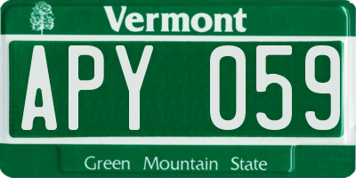 VT license plate APY059