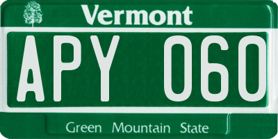 VT license plate APY060