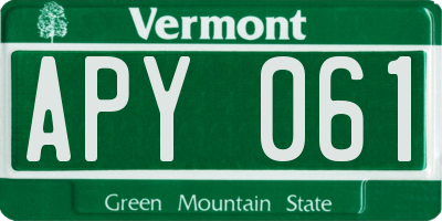 VT license plate APY061