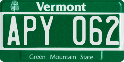 VT license plate APY062