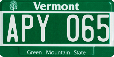 VT license plate APY065