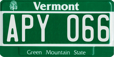 VT license plate APY066