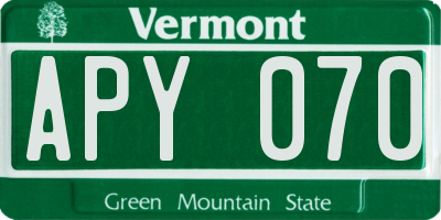 VT license plate APY070