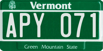 VT license plate APY071