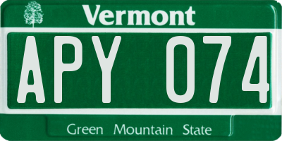 VT license plate APY074