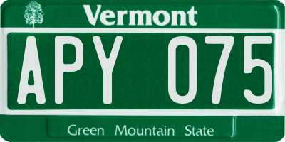 VT license plate APY075