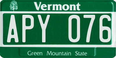 VT license plate APY076