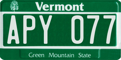 VT license plate APY077