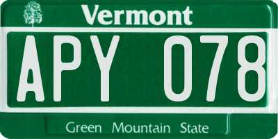 VT license plate APY078