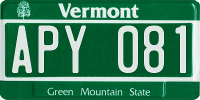 VT license plate APY081