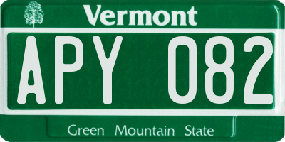 VT license plate APY082