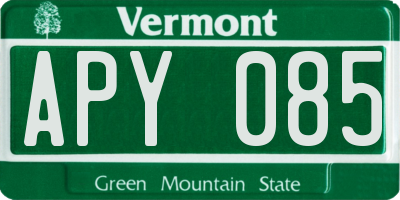VT license plate APY085