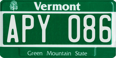 VT license plate APY086