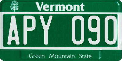 VT license plate APY090