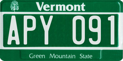 VT license plate APY091