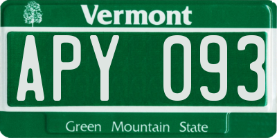 VT license plate APY093