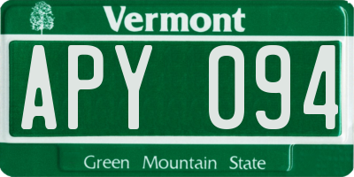 VT license plate APY094