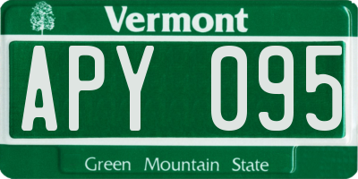 VT license plate APY095