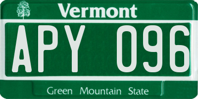 VT license plate APY096