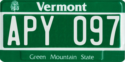 VT license plate APY097