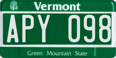 VT license plate APY098