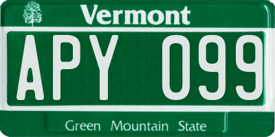 VT license plate APY099