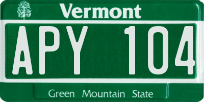 VT license plate APY104